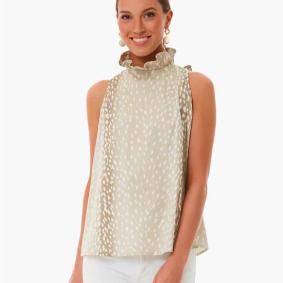 Tuckernuck Cream Ruffled Sleeveless Blouse - Picture 1 of 7